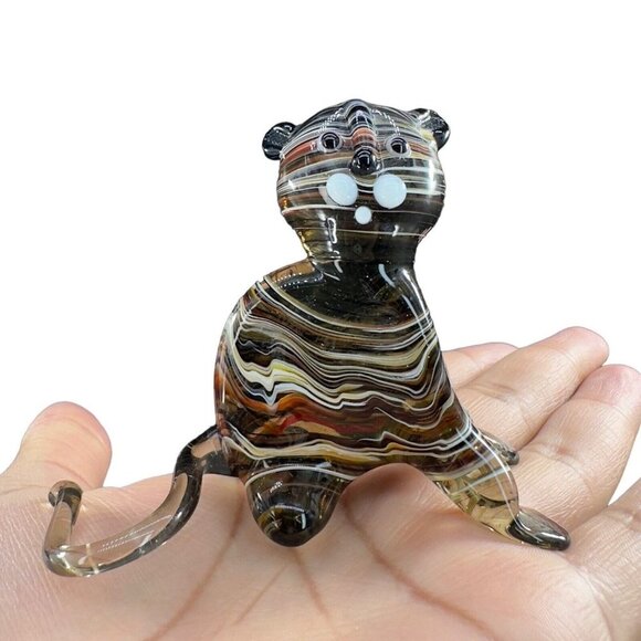 Venetian Slag Art Glass Small Figurine Bear Animal Dog Delicate Glass Figurine - Picture 16 of 16